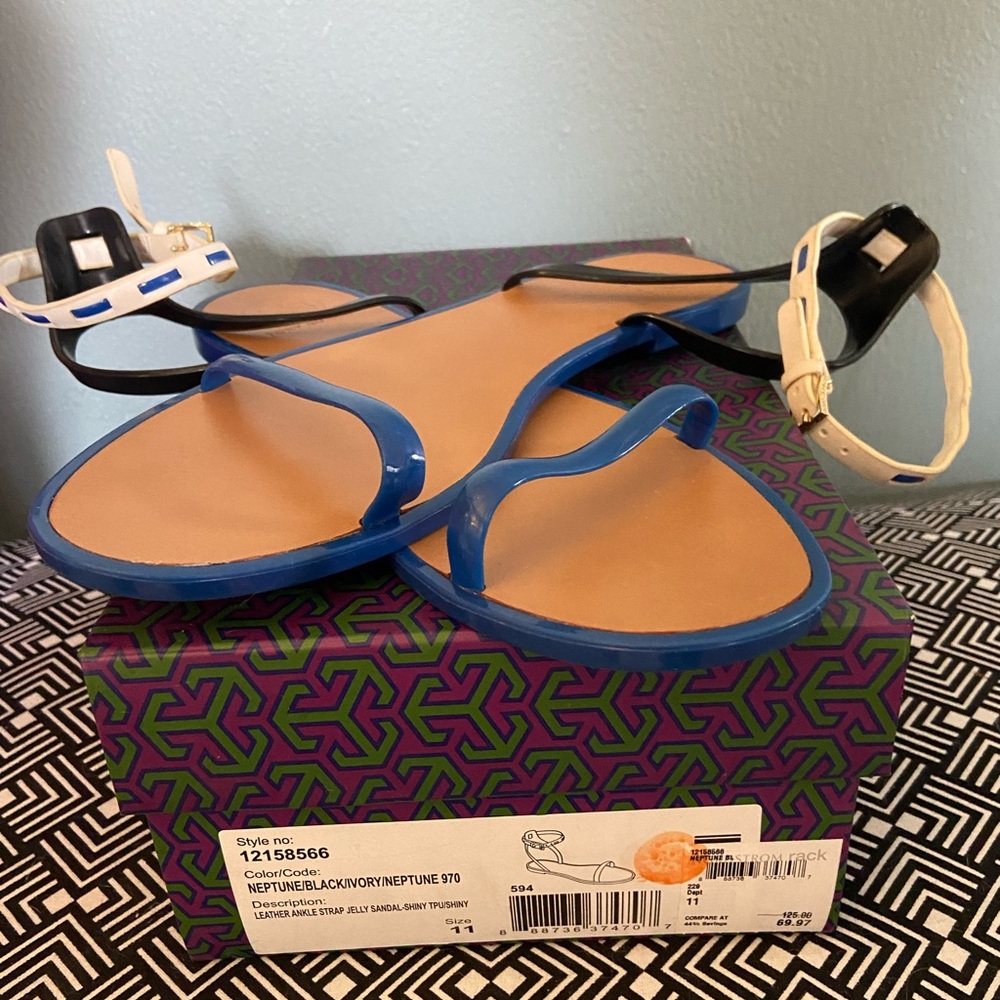 Tory Burch Blue/Black/Ivory Jelly Sandal